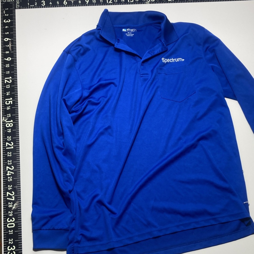 Affinity Apparel XL Blue Long Sleeve Unisex Work Polo Polyester Shirt